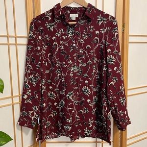 NWOT Floral Pleated Blouse